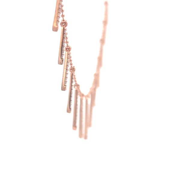 "14.5" Dainty Bar & Bead Dangle Necklace – 14K Rose Gold Plated Sterling Silver" - Picture 4 of 5